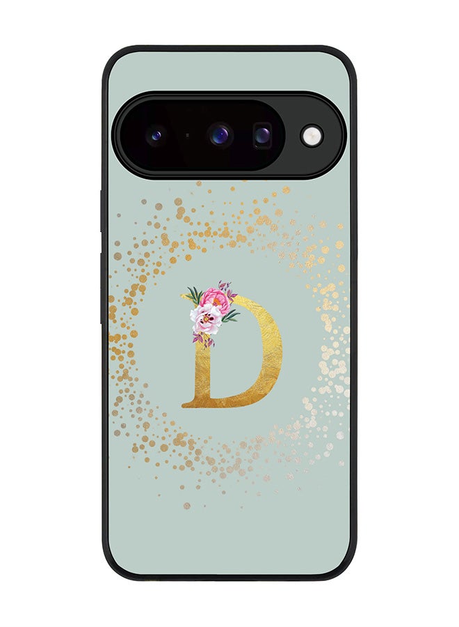 For Google Pixel 10 Case,Slim fit Camera Protection, Shockproof Thin Phone cover  - Custom Monogram Floral - D  (Light Grey )